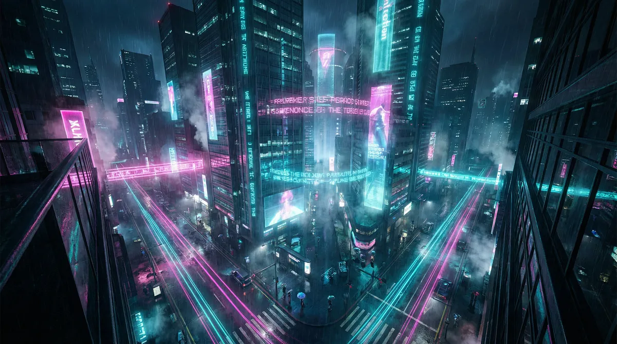 哔哩哔哩污版APP 竖屏短剧平台首页背景 - 赛博朋克都市夜景